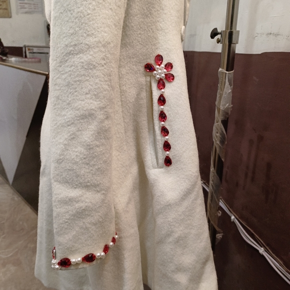 Off white embroidery long coat - Picture 3 of 10